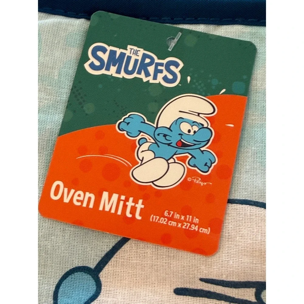 The Smurfs 4pc Kitchen Set Oven Mitt Mini Mitt Pot Holder Towel Blue New NWT